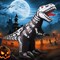 GOOSH 8 FT Long Halloween Inflatables Blow Up Dinosaur Skeleton with Built-in LEDs